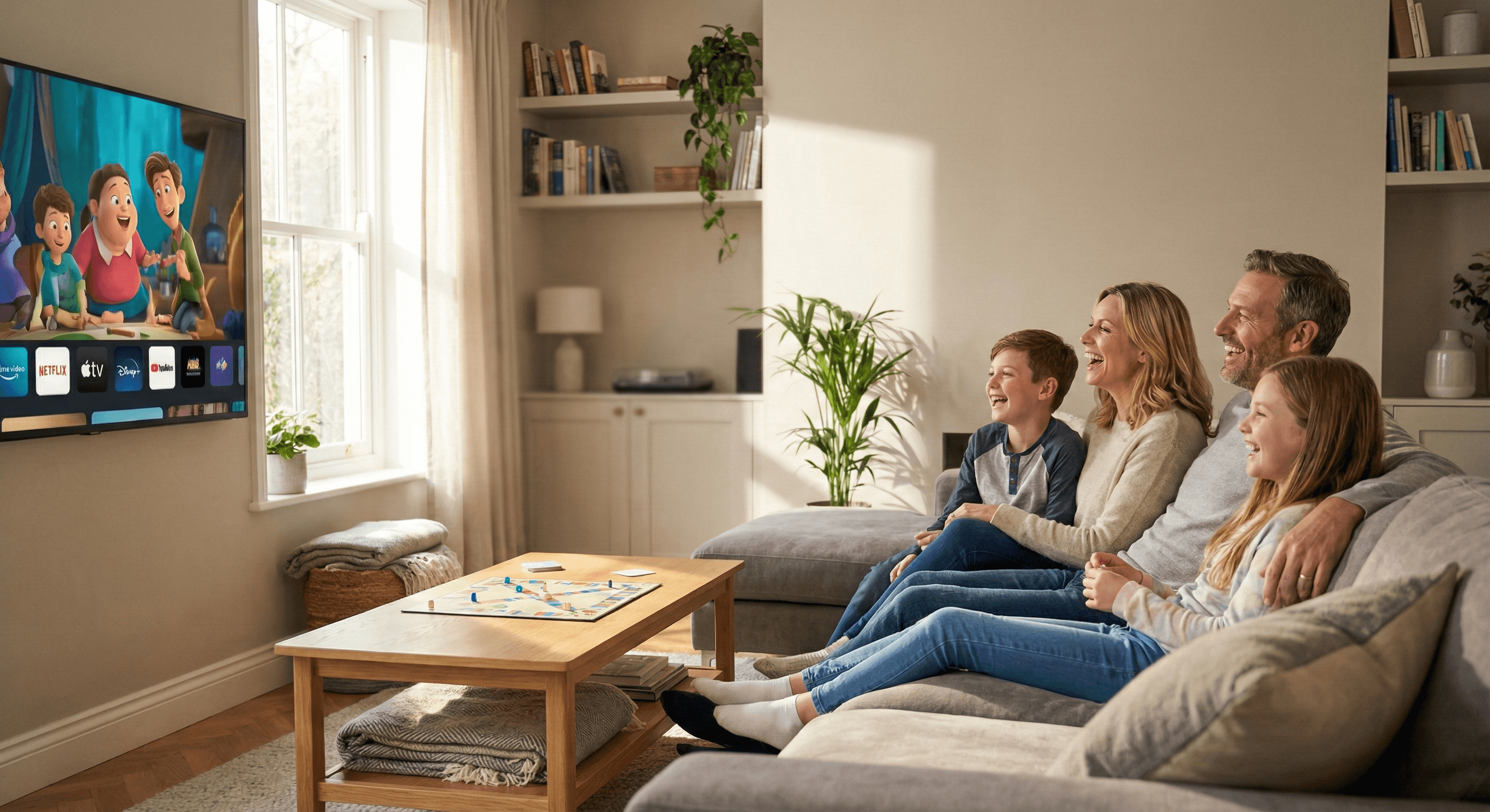 Família a assistir televisão